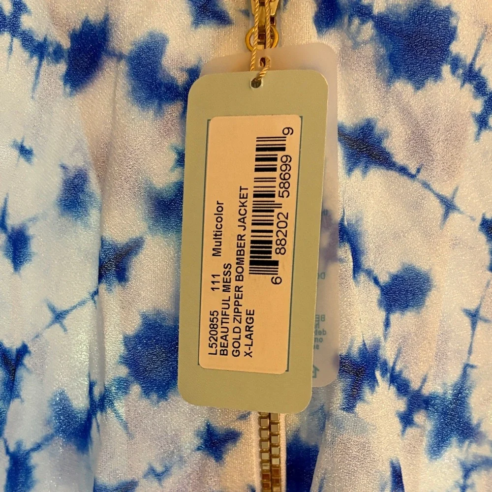 Luli Fama of Miami Beautiful Mess Gold Zipper Bomber Jacket Multicolor - Picture 4 of 7